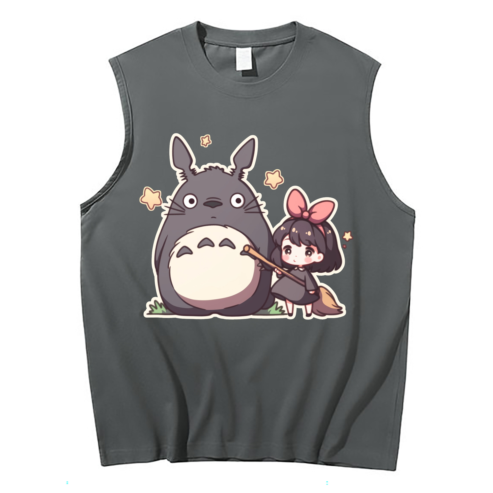 （画像用） となりのトトロ 草壁メイ 草壁サツキ My Neighbor Totoro Satsuki Kusakabe Mei Kusakabe コットン100％タンクトップ（フロントプリント）